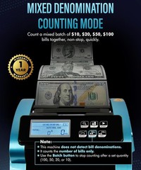 Idletech BC-1100 Blue Bill Counter with Counterfeit Detection MG, UV, IR