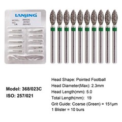 Dental Diamond Burs Football Round End Taper Coarse Fine FG High Speed 856 850