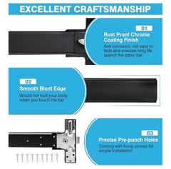2-Pack Black Panic Bars for Exit Doors Commercial, 27.5” Stainless Steel