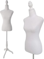 White Female Dress Form Mannequin Torso Body with Adjustable Tripod Stand Show
