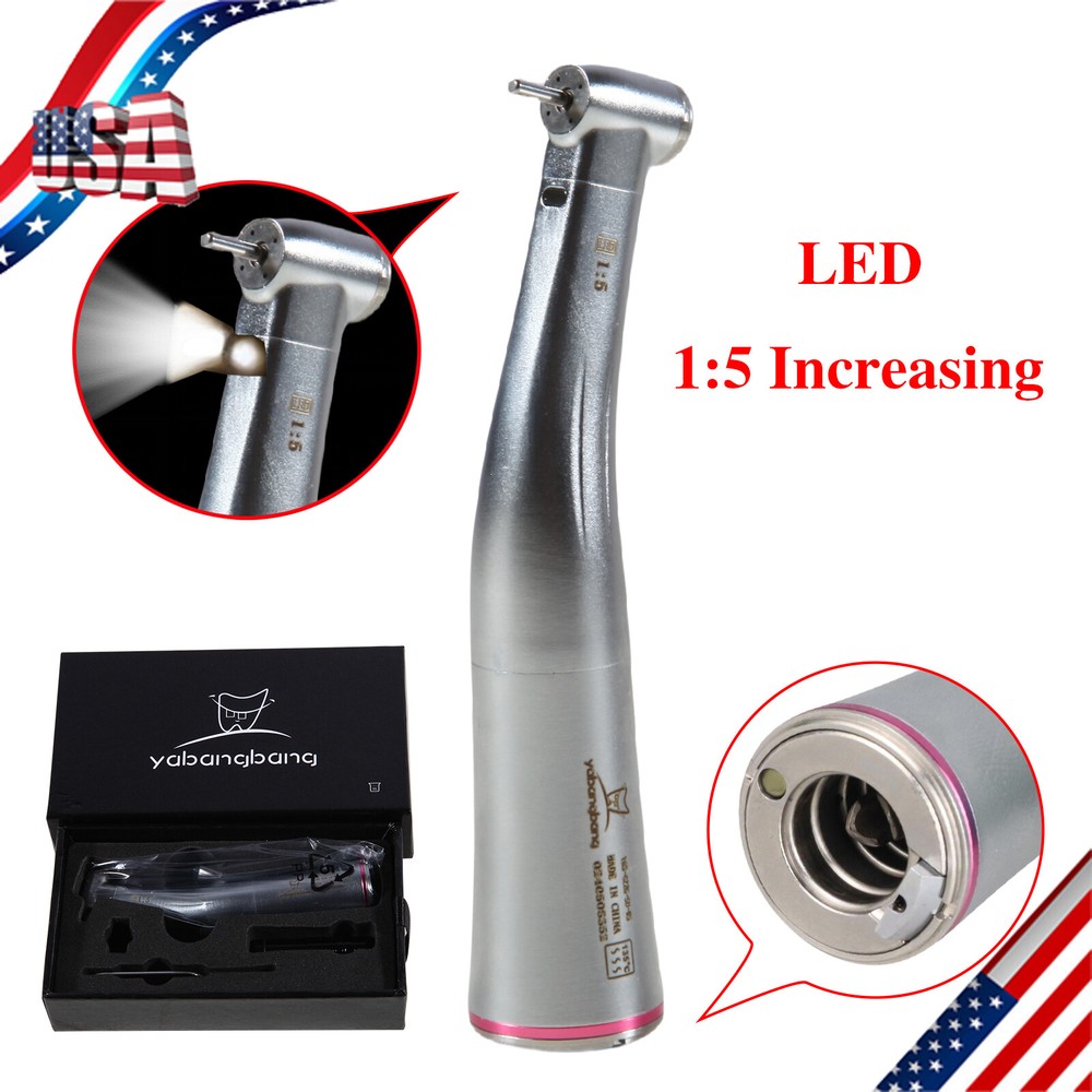 Dental 1:5 Fiber Optic LED Contra Angle Handpiece Internal four spray fit NSK to