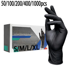 50/100/200/400/1000Pcs Black Nitrile Food Grade Disposable Gloves, Household Kit