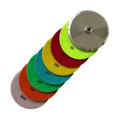 7″ Dry Stone Polishing Set (7pc) #50 100 200 400 800 1500 3000 w Metal Backer