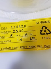 LK Plastics 2,500 roll 6 in x 6 in 1.4 Mil linear LD POLY AUTO KWIK-FILL BAGS