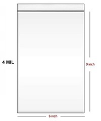 Clear Reclosable Plastic 4-Mil Ziplock Bags Poly Jewelry Zipper Baggies (6″x9″)