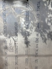 Titanium Sheet 6AL-4V Mill TIMET Domestic AMS 4911 On .125 X 48 X 48”