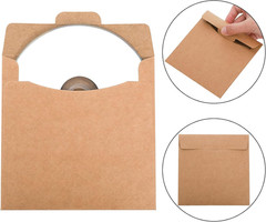 150 Pack CD Sleeves Kraft Paper DVD Envelopes, 5″ x 5″ Blank CD Paper Cardboard,