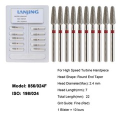 Dental Diamond Burs FG Round End Taper Bur Super Coarse Fine High Speed 856 850