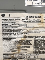General Electric TGN3321R Non-Fusible Safety Switch 240VAC 30A 3P 3W NEMA 3R