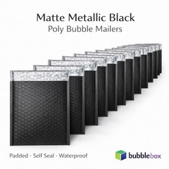 6.5×10 Matte Metallic Black Poly Bubble Mailers Padded Self Seal Shipping