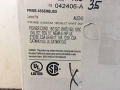 18-3 SJTOW 110″ OVER ALL, WHITE POWER CORD 515 PLUG bundle of 25