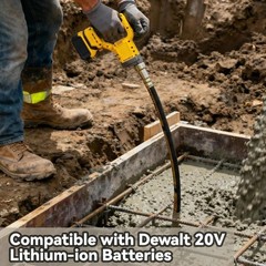 Handheld Concrete Vibrator 20V Cordless 800W 3.8ft Shaft Dewalt Compatible