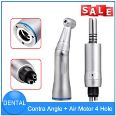 Dental Low Speed Handpiece Kit Inner Water Spray Contra Angle 4 Holes Air Motor