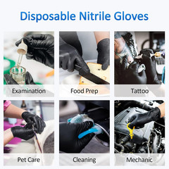 Nitrile Exam Gloves, 4 Mil Black Gloves Disposable Latex Free Powder Free, Food