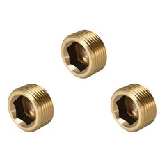 HeavyDuty Brass Pipe Plug 1/2 NPT Internal Hex 3 Pcs for Fluid Control
