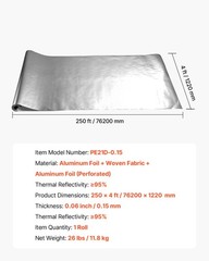 VEVOR Double Reflective Insulation Roll Perforated Radiant Barrier 48in x 250ft