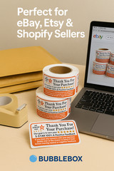 5 Rolls Thank You for Your Purchase Stickers 2″x3″ 250/Roll (1250)