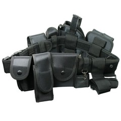 Black Tactical Nylon police Security Guard Duty Belt Utility Kit System w/ Pouch