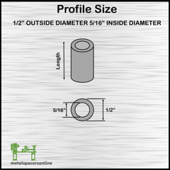 New Mild Steel Spacer Bushing 1/2″ OD x 5/16″ ID–Fits M8 or 5/16″ Bolts