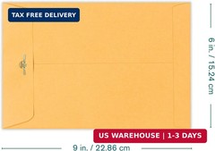 6×9 Clasp Envelopes – 10 Pack Brown Kraft Catalog Envelopes with Clasp Closure &