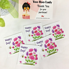 60x Thank You Floral Stickers, Butterfly Pink Flowers Envelope Seals