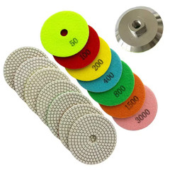 4 In. White Resin Polishing Pad Set (50,100,200,400,800,1500,3000 Grit, Metal Ba