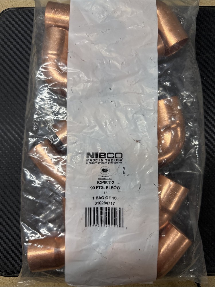 10 Pack NIBCO CP60721. 1 in. Wrot Copper 90 Degree Ftg x C Elbow 1”