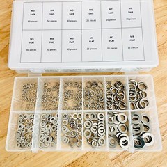Split Lock and Flat Washer Assortment Set 304 Stainless Steel 400 Piece Silver