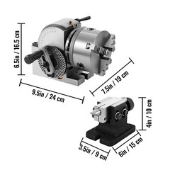 VEVOR BS-0 Semi 5″ Indexing Dividing Head 3-Jaw Chuck Tailstock For CNC Milling