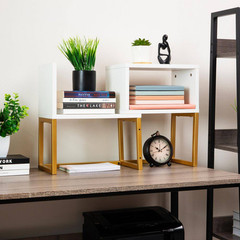7.87 In. W Desktop Bookshelf, 5-Compartment Organizer for Office Desk, Metal, MD