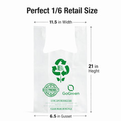 Clear Plastic T-Shirt Grocery Bags 4 Mil Heavy Duty Reusable 1/6 21×6.5×11.5