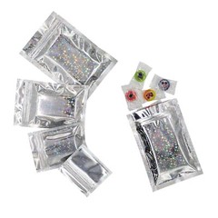Pack of 100 Holographic Flat Reusable Mylar Foil Bags for Small Jewelry Charms