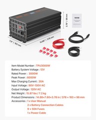 VEVOR Sump Pump Battery Backup System 3000W LCD Auto Switches to Battery