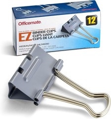 12 Durable Gray EZ Binder Clips – Strong, Easy Open Design for Paper Management