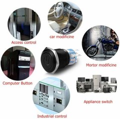 19mm 12V LED Power Symbol ON-OFF Car Push Button Switch Latch Metal Toggle SPDT
