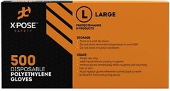 500 Clear Poly Gloves -Single Use, Transparent, Non Latex, Size Large