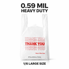 5000 0.59 Mil Heavy Duty Thank You Bags 1/6 Large 21×6.5×11.5 Retail