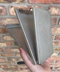 Vintage Metal Aluminum Clipboard Storage Form Holder Flip Top Clip Small