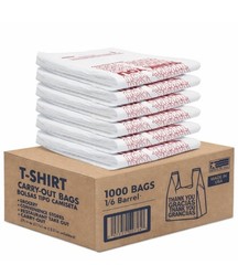 1000 T-Shirt Carry-Out Bags – 11.5″ x 6.5″ x 22″ NEW