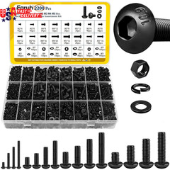 2200PCS M2 M3 M4 M5 Metric Screws Assortment Kit, Hex Socket Button Head Assorte