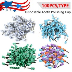 100pcs Dental Polishing Cups Prophy Cup Latch Type Brushes Rubber Color