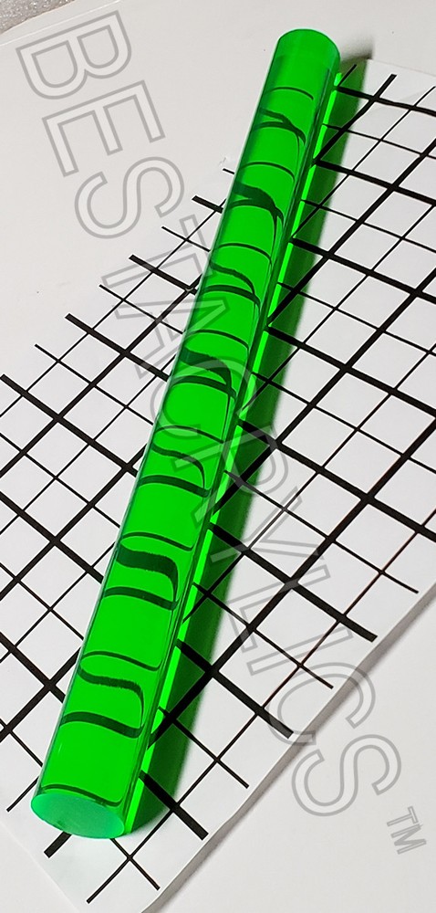1” DIAMETER 12” INCH LONG CLEAR FLUORESCENT GREEN ACRYLIC PLEXIGLASS ROD 25.7mm