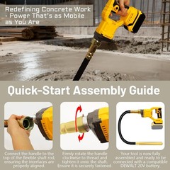Handheld Concrete Vibrator 20V Cordless 800W 3.8ft Shaft Dewalt Compatible