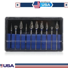 10 Pcs Tungsten Carbide HP Dental Acrylic Bur Drill Coarse Cutter 2.35mm Shank A