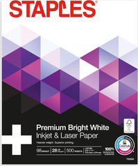 Staples Laser Paper 8.5 X 11 Inch 28 Lb 98 Bright High‑Quality Prints, 500 Sheet