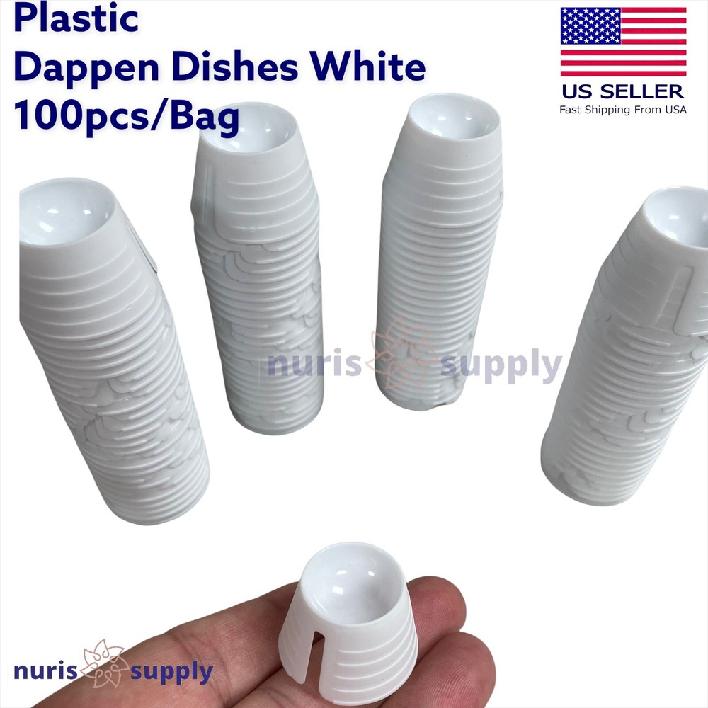 100pcs Plastic Dappen Dish Disposable Mixing Bowls Dental Nails Acrylic Tattoo