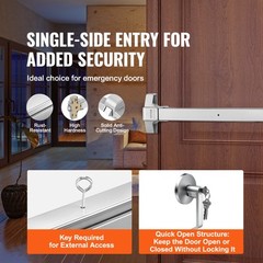 VEVOR Push Bar Door Locks Carbon Steel Panic Bars for Exit Doors Exterior Lever