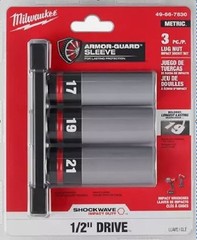 Milwaukee 1/2″ Metric Lug Nut Socket Set 3 PC Impact Duty SHOCKWAVE 49-66-7830