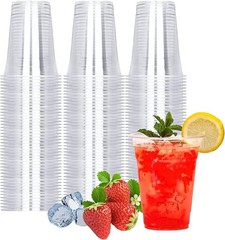 100 Count – 16 Ounce Plastic Cups, Ice Coffee Cups To Go – Crystal Clear PET …
