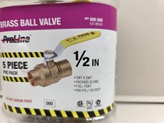 (1) NEW, Sealed ProLine 1/2″ Brass SWT Full Port Ball Valve, 5-pack, 107-853J5